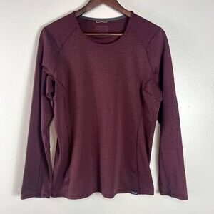 Patagonia Maroon Red Long Sleeve Workout Tshirt Thermal Weight XL Base Layer